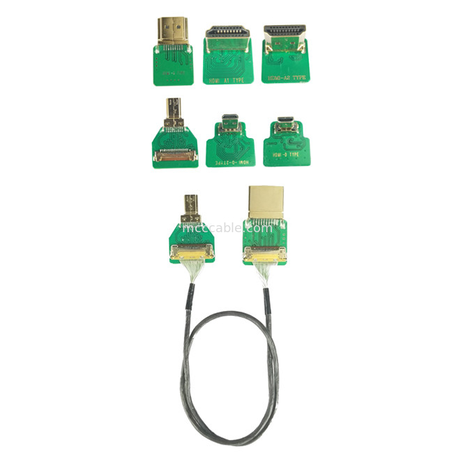 Adaptory łączników 20525-020E-02 do typu HDMI Adaptory kablowe HDMI Głowa prosta HDMI-A pas 0.4mm