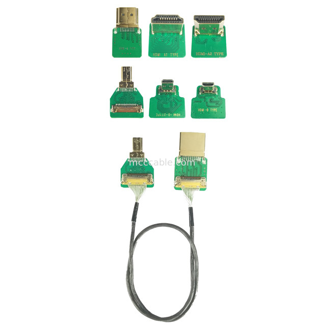 MIPI Adaptory łączników OEM ODM Adaptory kabli HDMI Micro Straight Head HDMI-D-180° Do 20454-220-02 20455 20453