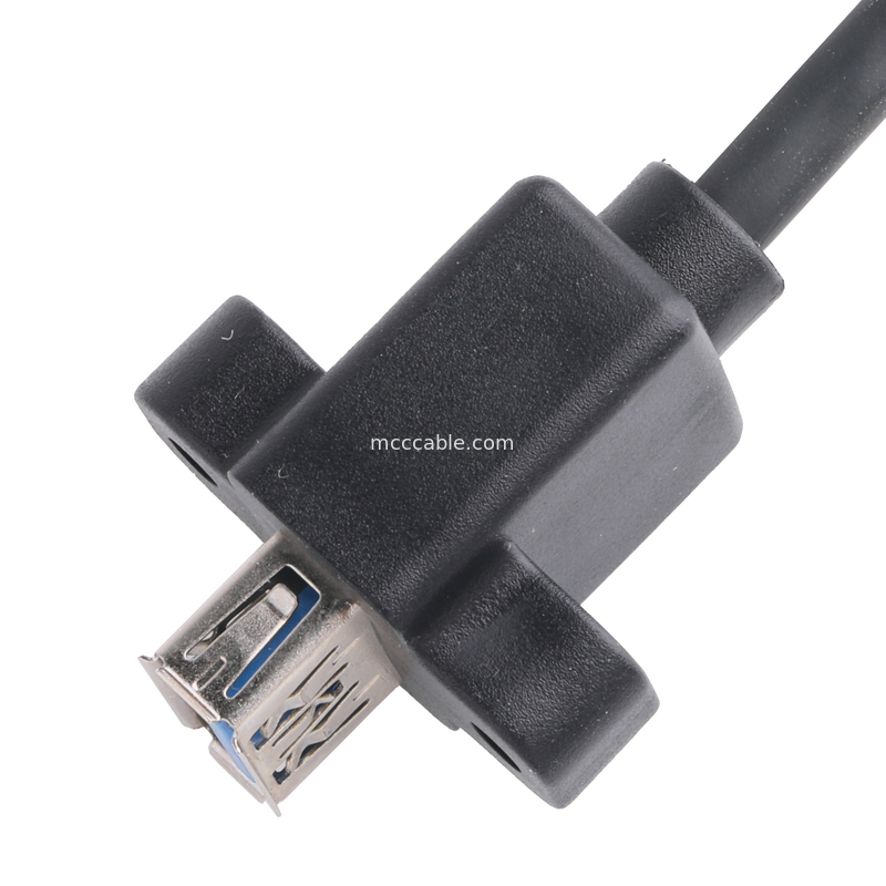 Czarny USB3 0 Kabel Am 90 stopni zgięcie boczne do Af Half Pack Typ śruby Formowane zewnętrzne formowanie