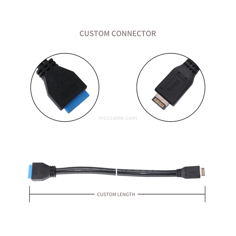 Kabel zasilania płyty głównej komputera USB 3.1 Typ-E Mężczyzna do IDC20P Mężczyzna Kabel adaptera 20-pin Kabel rozszerzający