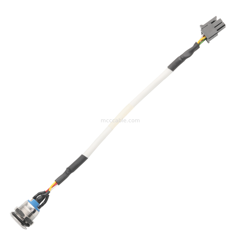 PUSHBUTTON LED BIAŁY M12 IP65/IP67 do HSG MALE 43025-0400 PITCH 3.0mm MX Aktywator przełącznika zasilania