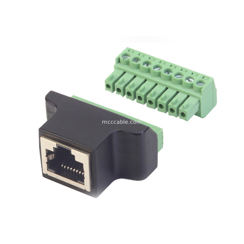 RJ45 Serial Port To 8 Pin Screw Terminal Connector, RJ45 8p8c To 8 Pin Bolt Screw Terminal Connector