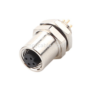 M5 Kod-A Kobieta łącznik 4Pin Panel Flange PCB Socket IP67 Interfejs okrągły typ A