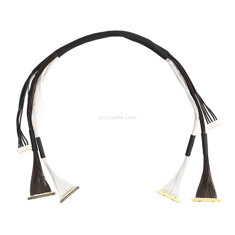 Zgromadzenie kabli UAV Lvds Edp Zgromadzenie kabli 0.25mm Pitch 20531-034T-02 To Jst Auhr-05v-H 34 Pin Micro kabel skoaksialny