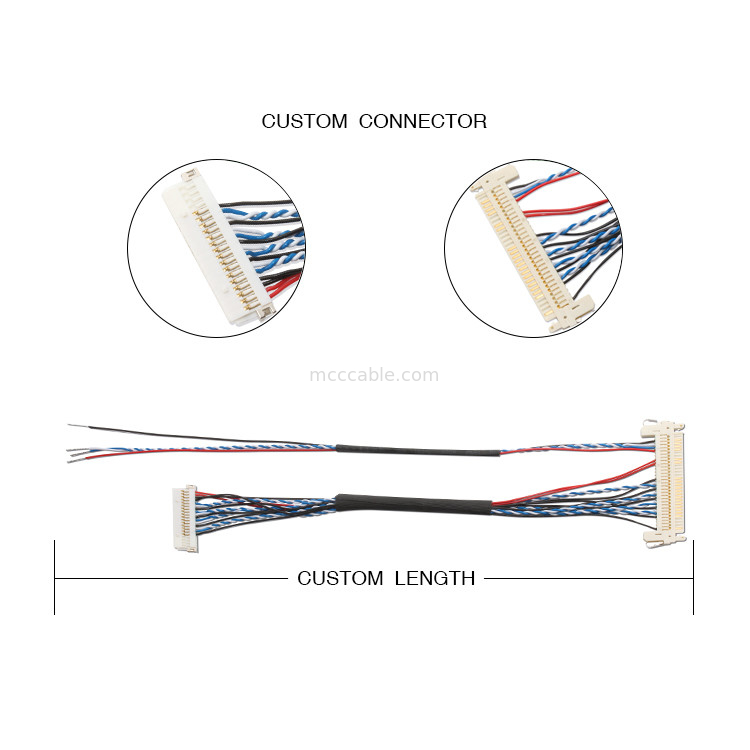 Niestandardowa wiązka przewodów FI S20S 20-stykowy, 1,25 mm skok JAE Display Lvds Cable