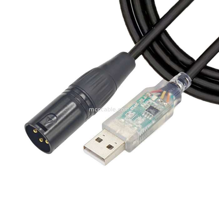USB do DMX512 stopnia trzyrodkowy XLR męski kabel sygnału oświetleniowego kabel par światła wiązki mikser kablu sterowania