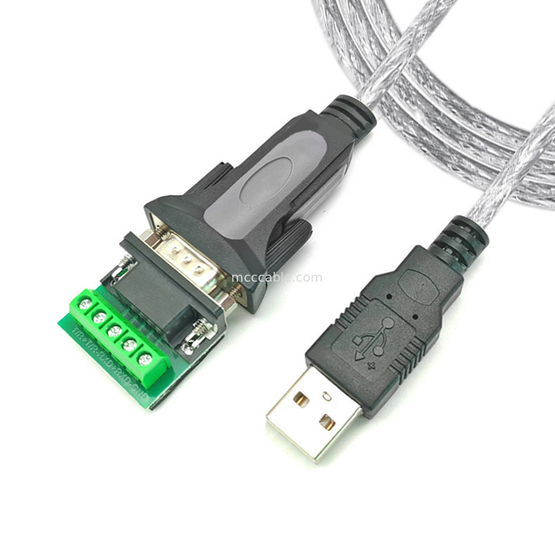 USB-A do RS485 Port seryjny DB9 Kabel sygnału cyfrowego przemysłowego, obsługa różnych dostosowań interfejsu