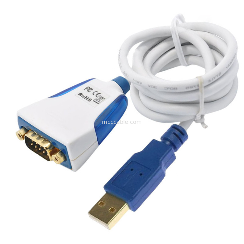 Kabel seryjny USB-A do RS232 z wbudowaną elektroniką i przemysłowymi złączami DB9M