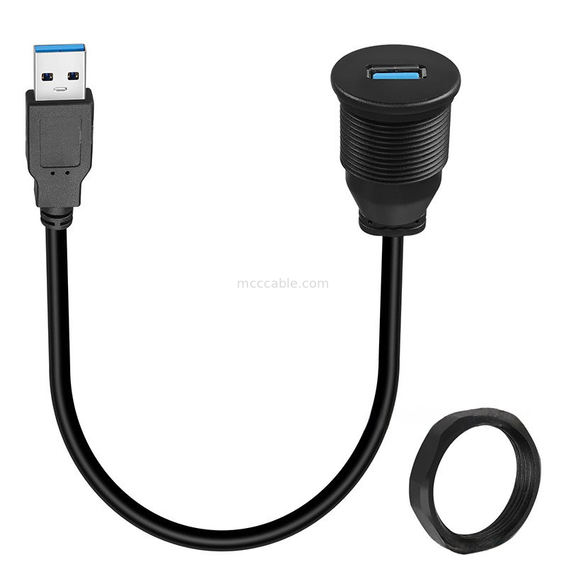 Niestandardowy pas USB3.0 calbe Kabel paneli rozdzielczej samochodu głowa okrągła USB3.0 kabel przedłużeniowy męski do żeńskiego kabel wodoodporny
