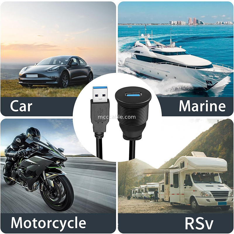 Niestandardowy pas USB3.0 calbe Kabel paneli rozdzielczej samochodu głowa okrągła USB3.0 kabel przedłużeniowy męski do żeńskiego kabel wodoodporny