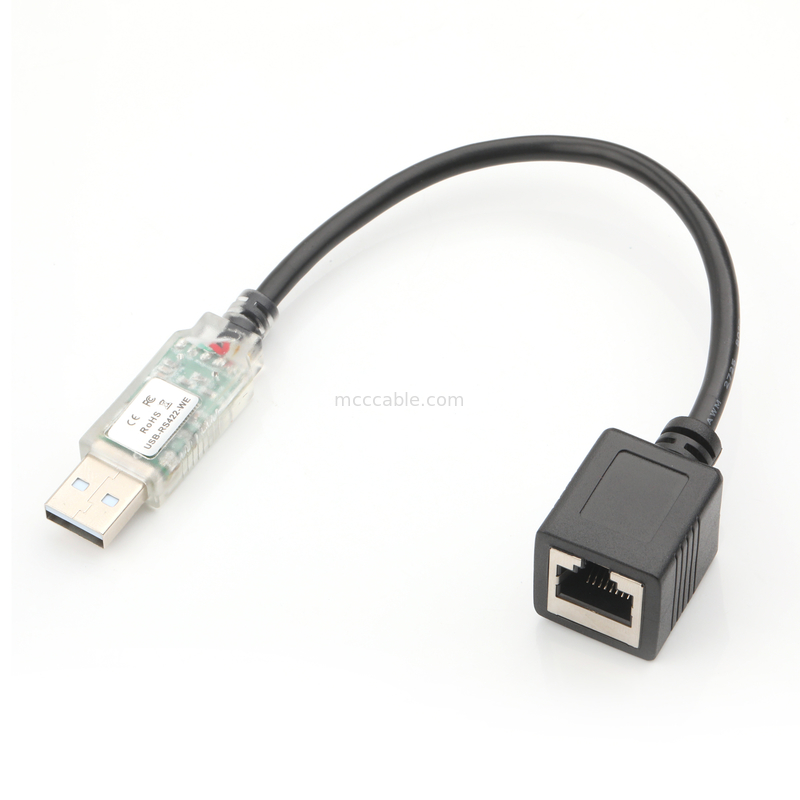 USB RS422 do RJ45 8P8C Kobiecy kabel napędzany niklem WB-1800-BT Adapter debugowy sieci przemysłowej