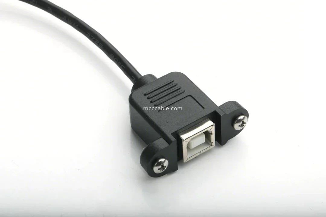 MOUNTABLE USB PORT TYP B FEMALE PANEL MOUNT ADAPTER TO USB MINI-B MALE TOP ANGLE WTH MOULDING