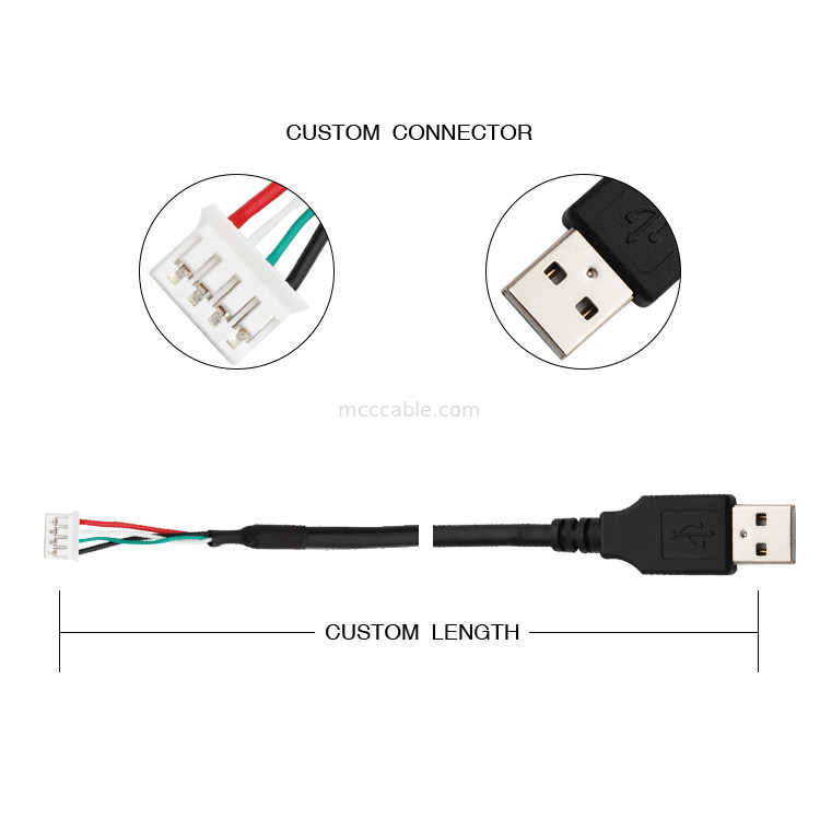 28AWG USB 2.0 TO JST SPH-4 Niestandardowa wiązka przewodów 9-pinowe złącze wyświetlacza lvds